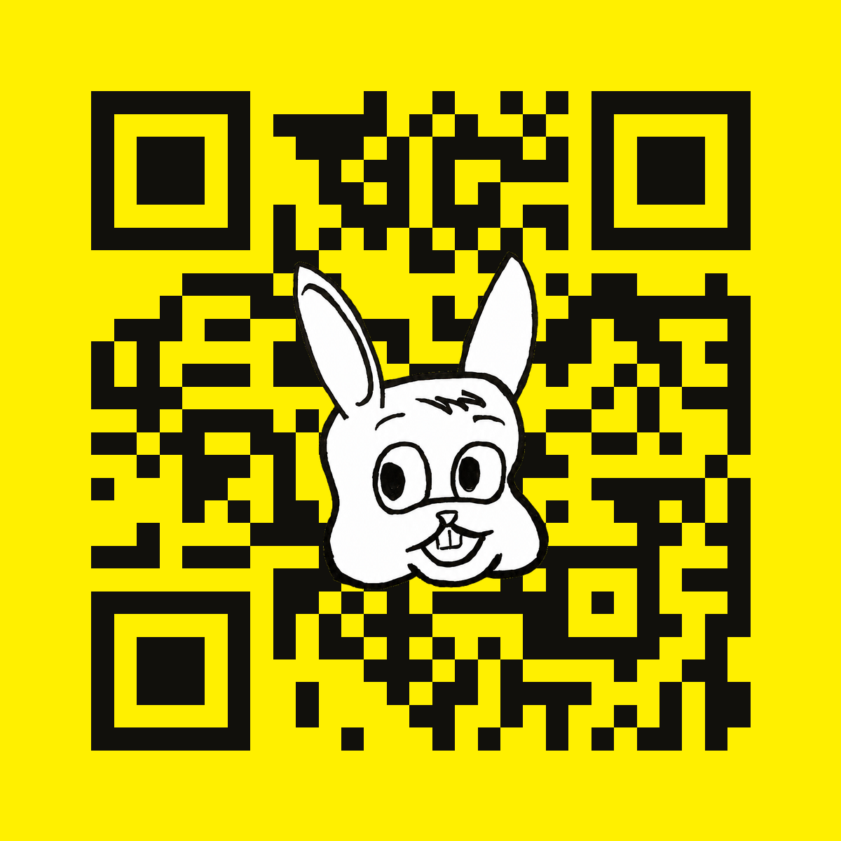 QR code for shutupbunny.com with a bunny face